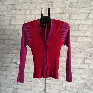 LOFT Vibrant Pink and Purple Cardigan